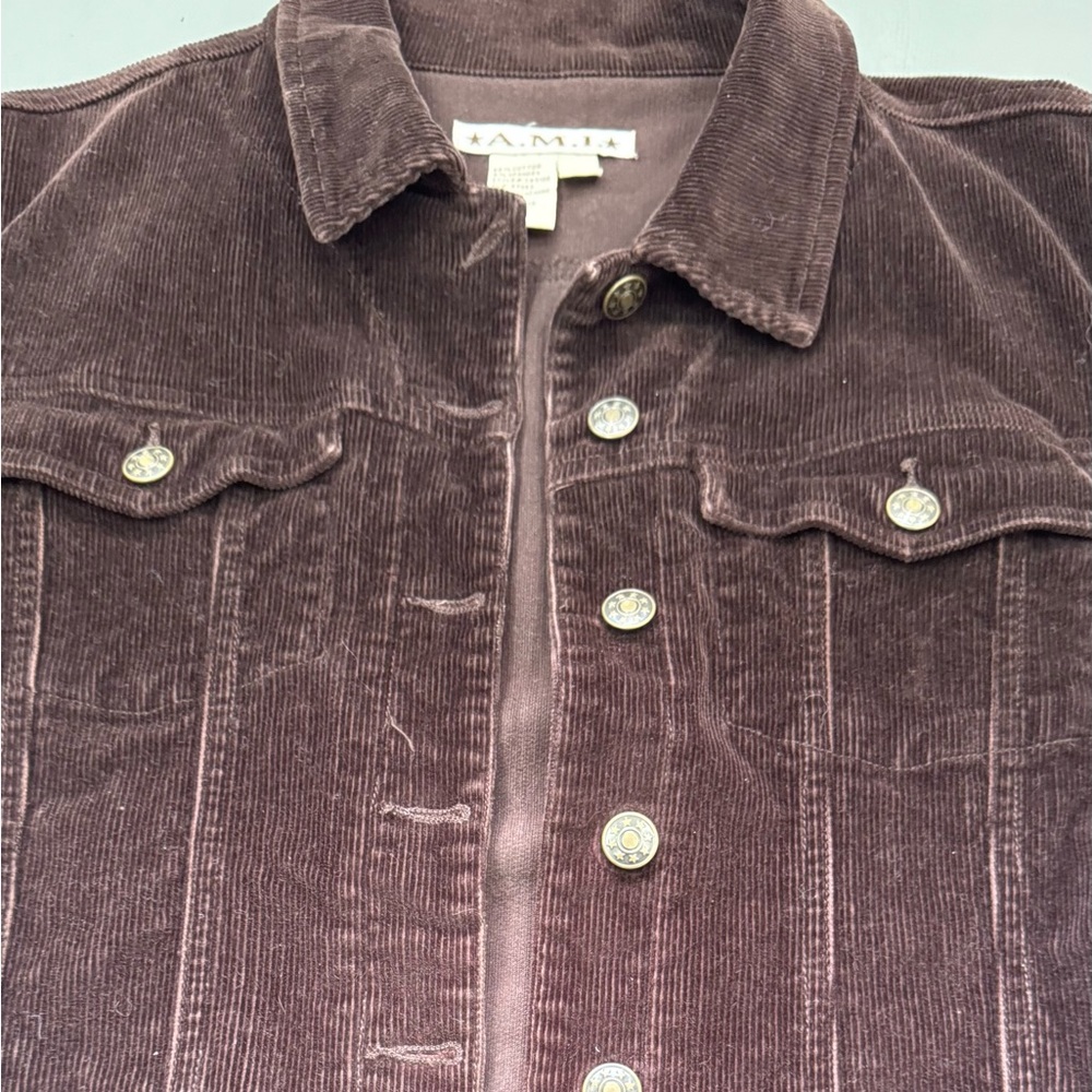 AMI Vintage Brown Corduroy Shirt Jacket Shacket Preppy Coat Blazer Large - Picture 2 of 9